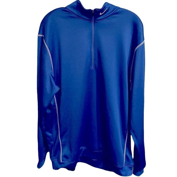 NIKE Golf Victory Therma-Fit Jacket Golf Blue Fleece Lined Pullover Mens L - Picture 1 of 9